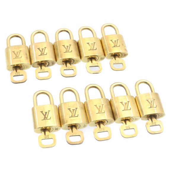 LOUIS VUITTON Padlock 10set Gold Tone LV Auth - Picture 1 of 16